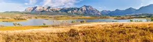 Large Panorama of Maskinonge Lake at Waterton Lakes Canada