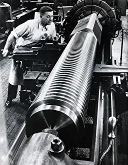 Dearborn Prints: A Very Large Screw Bieng Threaded