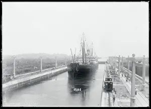 Canal Zone Prints: Large Ship in Canal