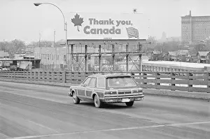 Large Sign from America to Canada Alongside Highway