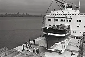 Large Vessel Transporting Smaller Gjoa near San Francisco