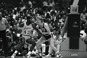 Larry Bird Guarding Los Angeles Lakers James Worthy