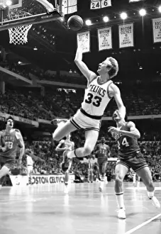 Larry Bird Scoring While in Mid Air