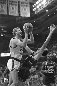 Boston Prints: Larry Bird Shooting Over Fred Roberts