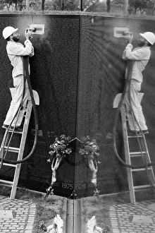 Couch Prints: Larry Century Standing on Ladder to Embed a Name into Vietnam Memorial