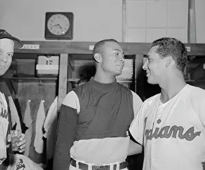 Congratulating Prints: Larry Doby and Bobby Avila Congratulating Each Other on Titles