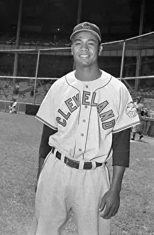 Outfielder Prints: Larry Doby in a Cleveland Indians Uniform