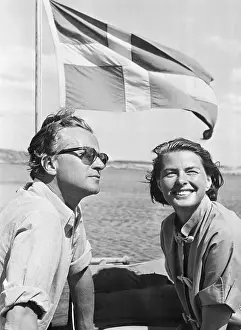 Lars Schmidt and Ingrid Bergman Sailing Together
