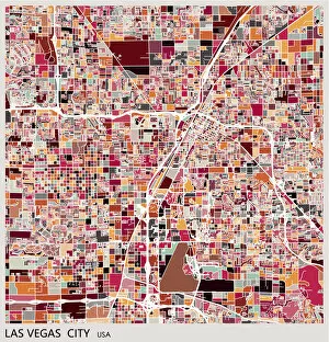 Images Dated 11th July 2018: Las vegas city art map background
