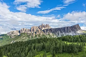 Images Dated 15th August 2014: Lastoi de Formin mountain with blue sky and clouds, Croda da Lago at the back, Dolomites, Veneto