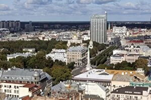Images Dated 30th September 2014: Latvia, Riga, Cityscape with lone skyscraper