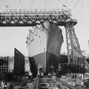 Hamburg Prints: The Launching of Motor Freighter