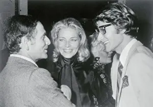 Lauren Bacall Chatting with Pierre Cardin and Yves St. Laurent