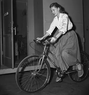 Bicycling Prints: Lauren Bacall Riding Bicycle