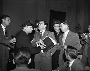Huty32804 Prints: Lawyer Charles Katz Escorted From HUAC Hearing