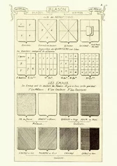 Coats of Arms Engravings 19th Century Gallery: Layout of heraldic shield divisions, French, 19th Century