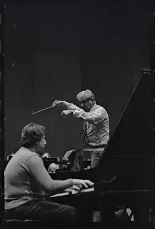 Leonard Bernstein (1918-1990) Prints: Lazar Berman Playing Piano with Leonard Bernstein Conducting