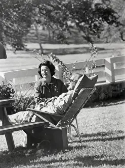 Ranch Prints: LBJ, Lady Bird and Dog Relax On Lawn