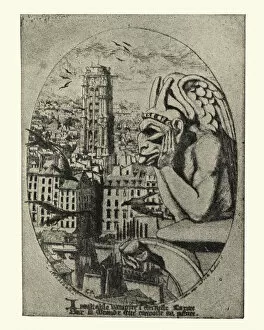 Notre Dame Cathedral, Paris Collection: Le stryge Gargoyle, Notre Dame, by Charles Meryon