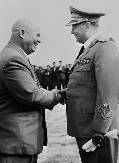 Leader Nikita Khrushchev Shaking Hands With Marshal Tito