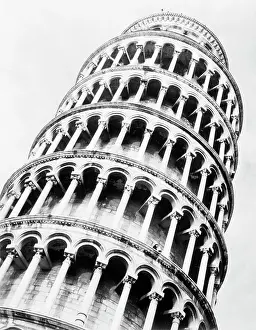 Colonnade Prints: Leaning Tower of Pisa from Below