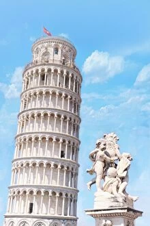 Images Dated 17th July 2015: Leaning Tower of Pisa and Statue of Angels