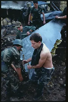 Lebanon Prints: Lebanese Soldiers Removing Debris from Crashed Jet Fighter