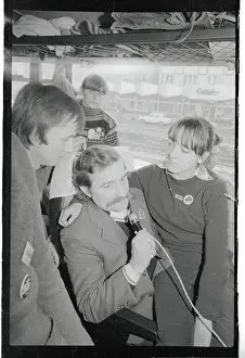 Lech Walesa Surrounded by Students