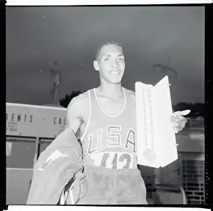 Gold Medal Prints: Lee Clahoun Holding Olympic Gold Medal