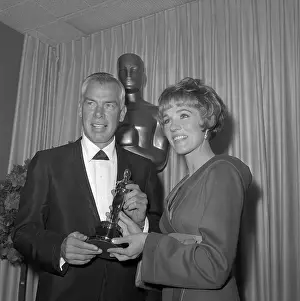 Lee Marvin Holding Oscar Trophy with Julie Andrews
