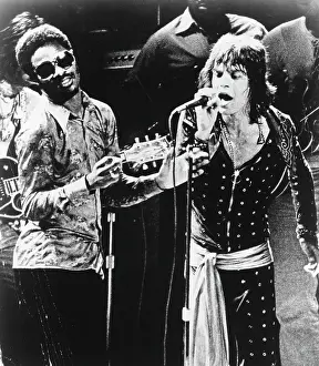 Prints of 1972: Stevie Wonder joins Mick Jagger and The Rolling Stones onstage during their 1972 tour of America. (Photo by Michael Ochs Archives/Getty Images) Visions of Wonder: Iconic Moments Captured: Legends Performing
