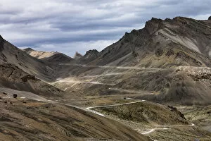 Images Dated 18th July 2016: Leh-Manali Highway, a mountain pass road zigzag curve from jispa himachal pradesh to leh ladakh