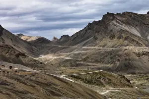 High Prints: Leh-Manali Highway, a mountain pass road zigzag curve from jispa himachal pradesh to leh ladakh