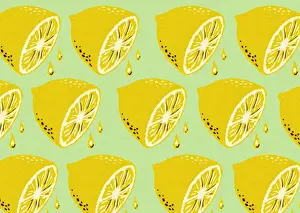 Medium Group Of Obje Prints: Lemon Halves Pattern