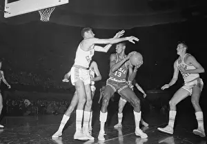 Lawrence Prints: Lennie Rosenbluth Blocking Wilt Chamberlain on the Court