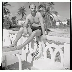 Leo Durocher Lounging at Pool Side