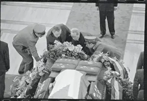 Leonard Brezhnev and Andre Gromyko Kneel Placing a Wreath