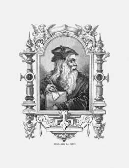Painted Prints: Leonardo da Vinci famous Italian scientist and painter