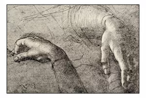 Images Dated 2nd November 2016: Leonardos sketches and drawings: Hands of Mona Lisa