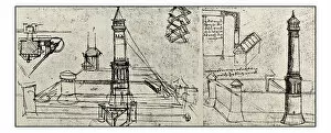 Images Dated 2nd November 2016: Leonardos sketches and drawings: Lighthouse project
