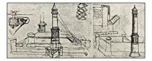 Images Dated 2nd November 2016: Leonardos sketches and drawings: Lighthouse project