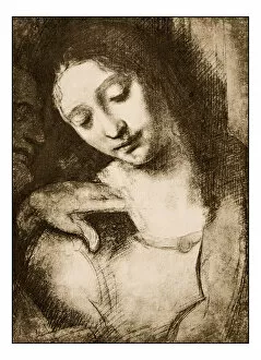 Leonardo Da Vinci (1452-1519) Gallery: Leonardos sketches and drawings: The last supper, St John
