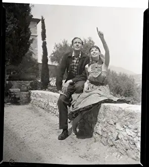 Leslie Caron With Mel Ferrer On Terrace