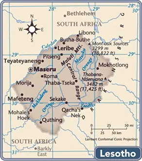 Lesotho country map