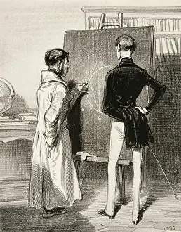 Exercises Prints: Lesson in geometry on the blackboard