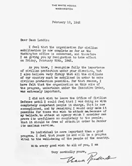 Letter from Eleanor Roosevelt to James Landis