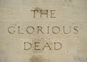 Lettering The Glorious Dead, The Cenotaph War Memorial, Whitehall, London, England, United Kingdom