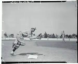 Lew Riggs Catching a Ball at Third