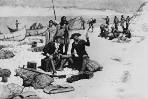 Prints of 1805: American explorers Meriwether Lewis (1774 - 1809) and William Clark (1770 - 1838) at the mouth of the Columbia River during their exploration of the Louisiana Territory Urban Echoes of America’s Golden Age: Lewis And Clark
