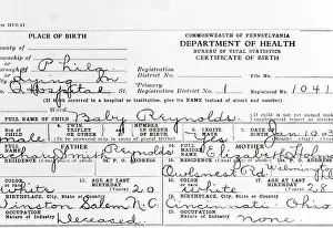 Philadelphia Prints: Libby Holman Reynolds Birth Certificate